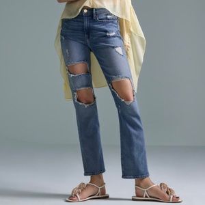 Frame Le High Straight Destroyed Crop Jeans